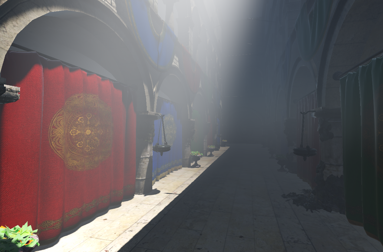 Sponza scene with volumetric fog